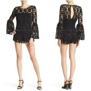 NWT Alexia Admor Black Lace Bell Sleeve Romper